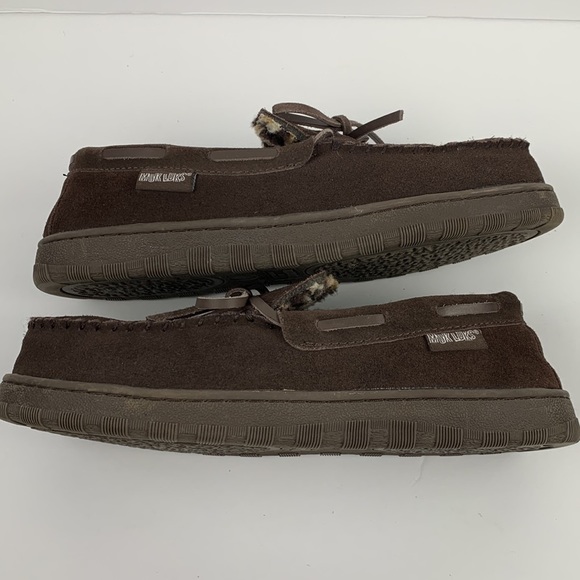 MUK LUKS mens brown cow suede slippers size 11 - Picture 9 of 12